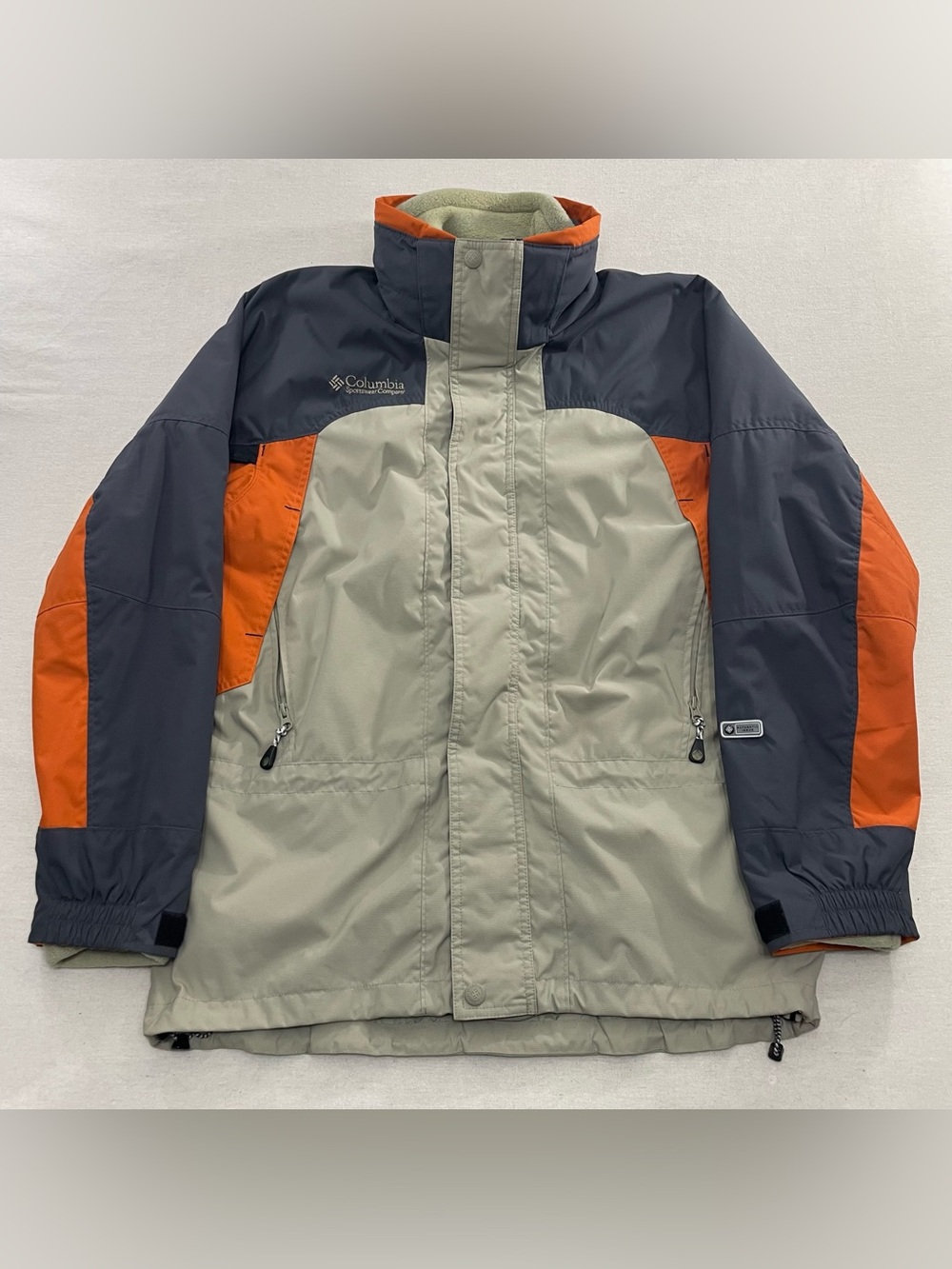 Vintage Columbia Fire Ridge Interchange 3-in-1 Jacket M Orange Beige Fleece Lin